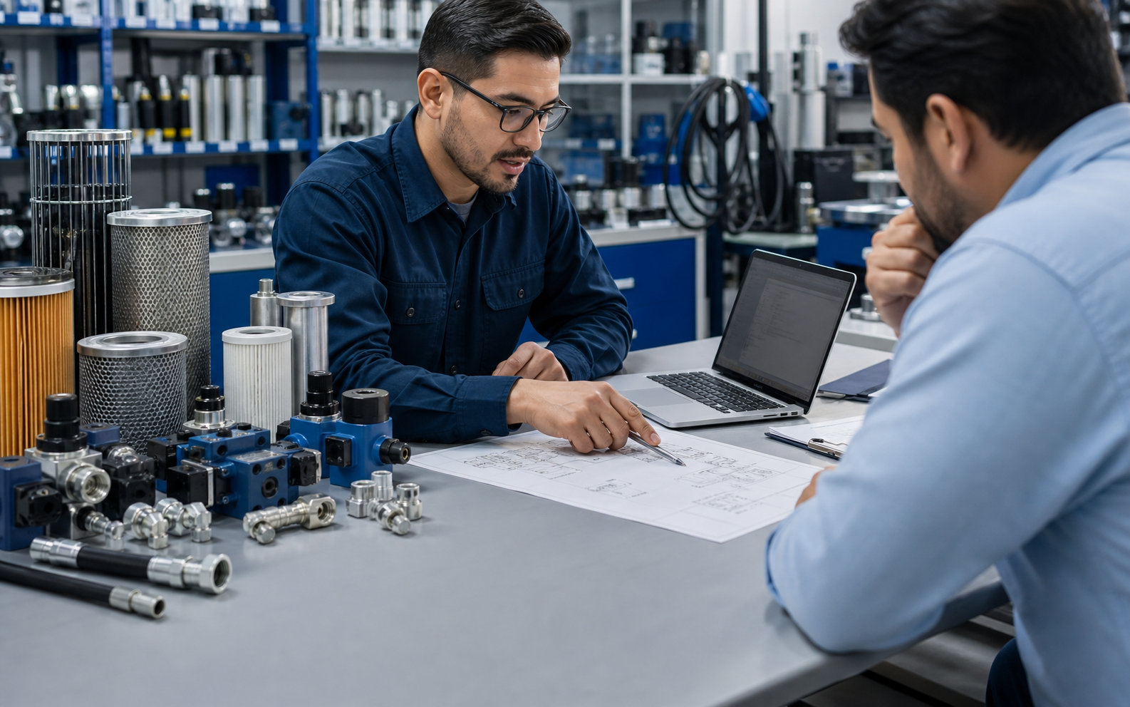 Especialista preparando asesoría técnica y cotización industrial